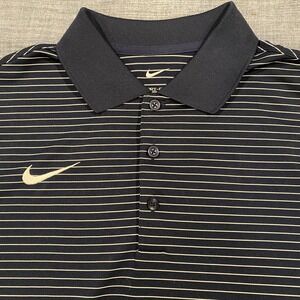Nike Dri Fit Mens Stadium Stripe Polo Illinois Fighting Illini Navy Blue Medium
